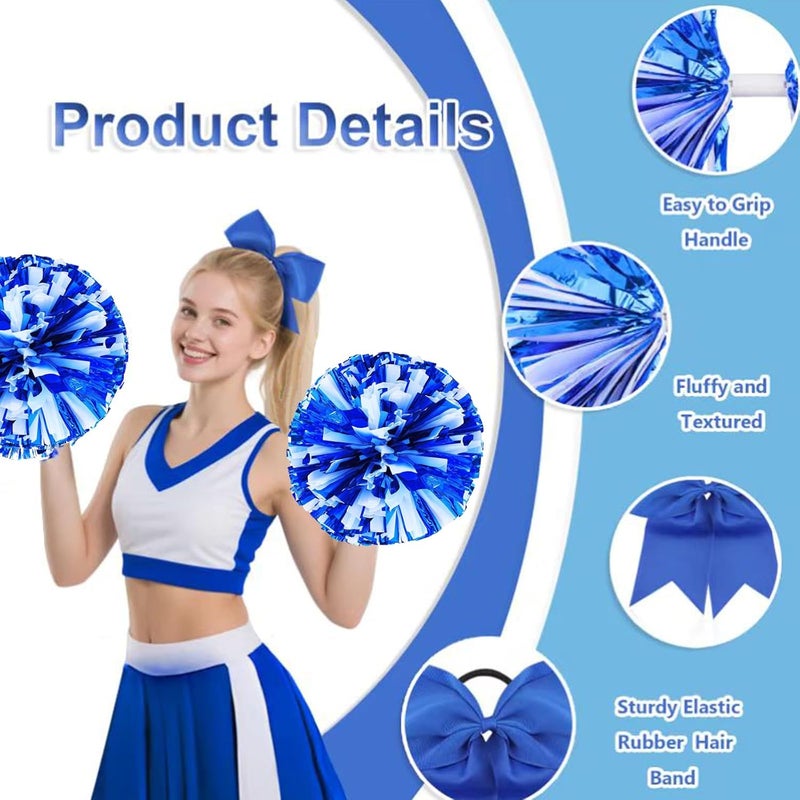 Hlonon 2 Pcs Cheerleading Pom Poms and Large Cheerleader Sports Dance Cheer Plastic Pom Poms Cheering for Sports Team Spirit Cheer - Image 3